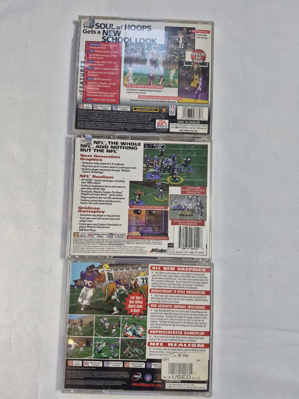 Sony Play station set of 3 games Nba 97 NFL 97, NFL 99